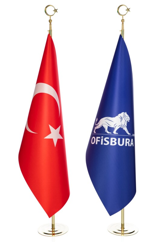 Sarı Direkli Logolu + Türk Bayrağımız Makam Takımı 2'li - 1